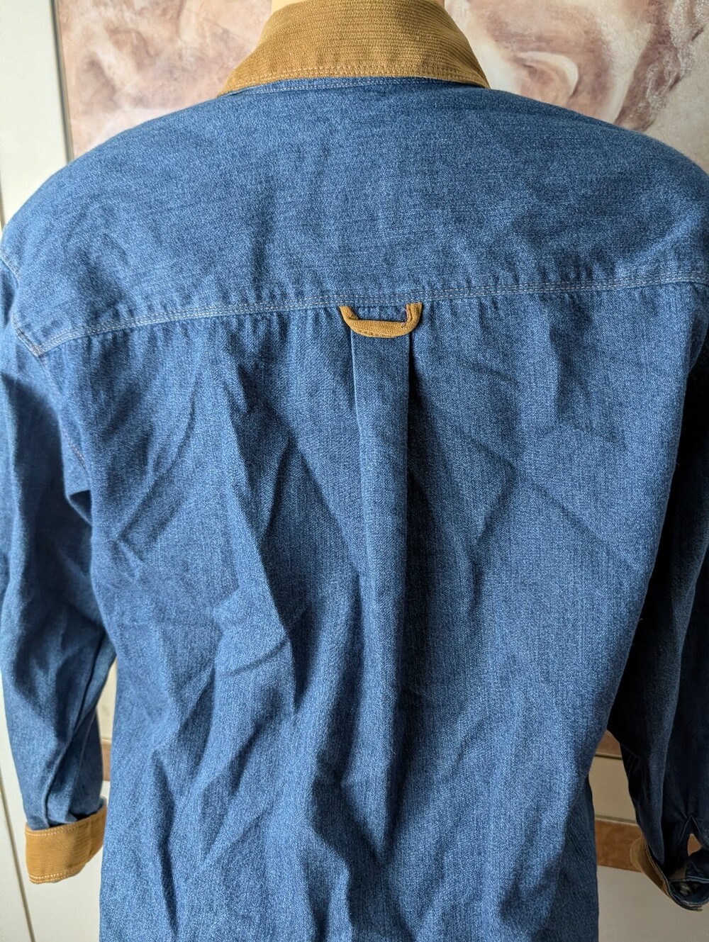 Koret Blue Women Denim Shirt Jacket with Tan Corduroy Collar Size M - Picture 5 of 7